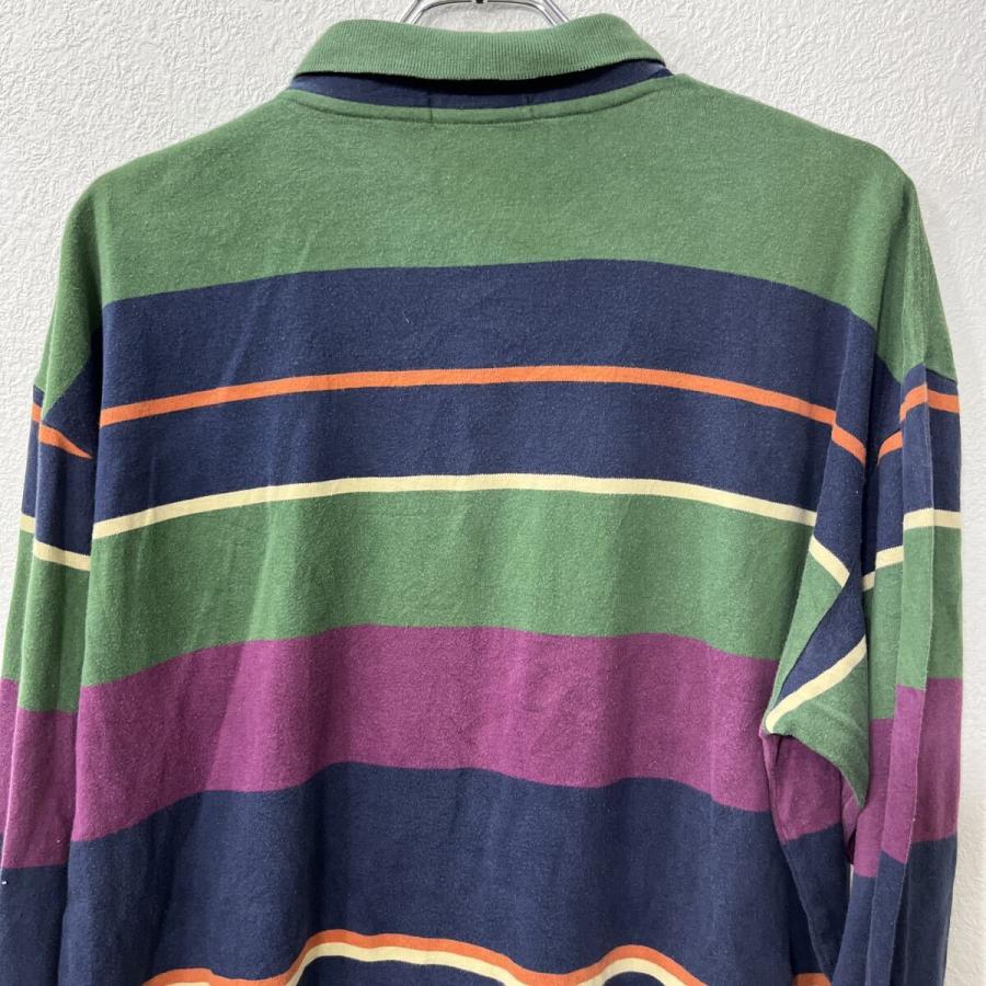 nautica 長袖 ボーダー ポロシャツ L グリーン ノーティカ 古着卸
