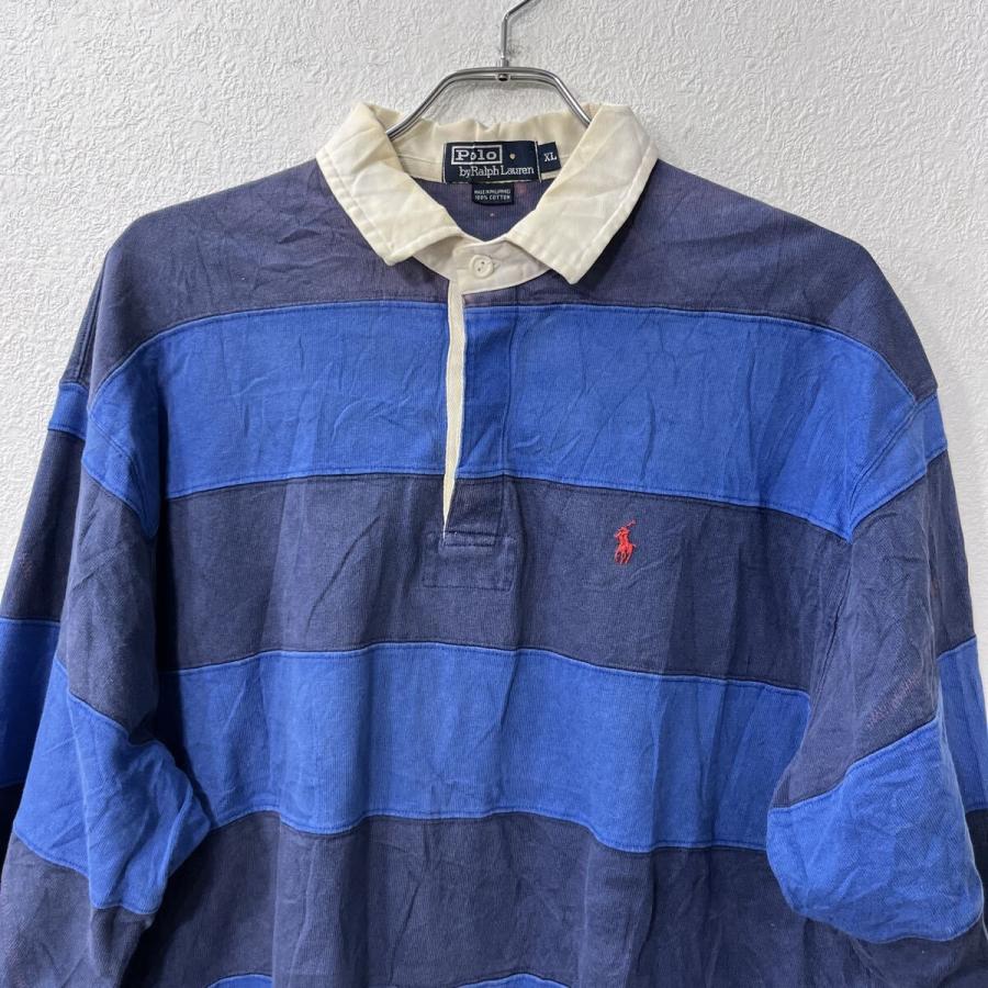 POLO RALPH LAUREN 長袖 ボーダー ラガーシャツ XL ブルー ネイビー