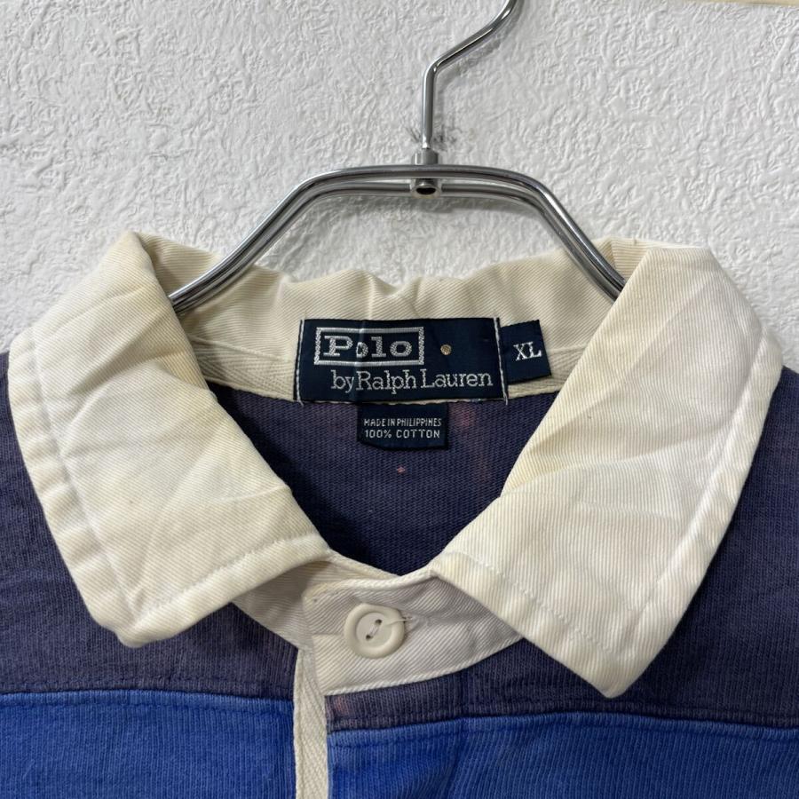 POLO BY RALPH LAUREN USA製 ボーダー ラガーシャツ L Ralph Lauren - 90s USA製 ポロ ラルフローレン ボーダー 長袖 ラガー