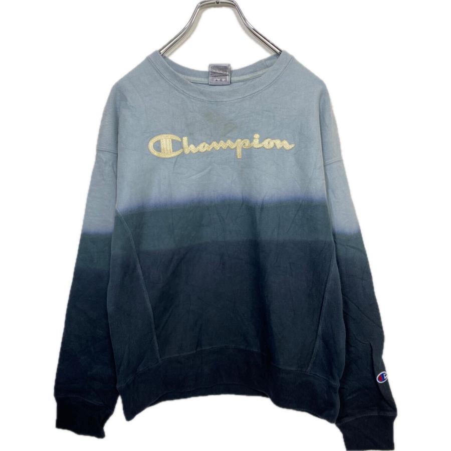 Champion ロゴスウェット トレーナー M サックスブルー グラデーション 