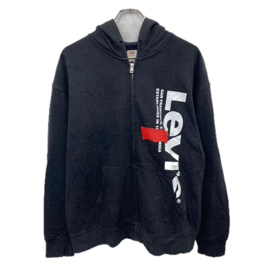 Levi's プリントスウェット ジップパーカー M ブラック リーバイス