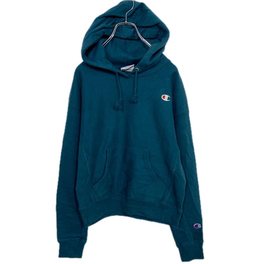 Champion ロゴスウェット パーカー S ブルーグリーン チャンピオン