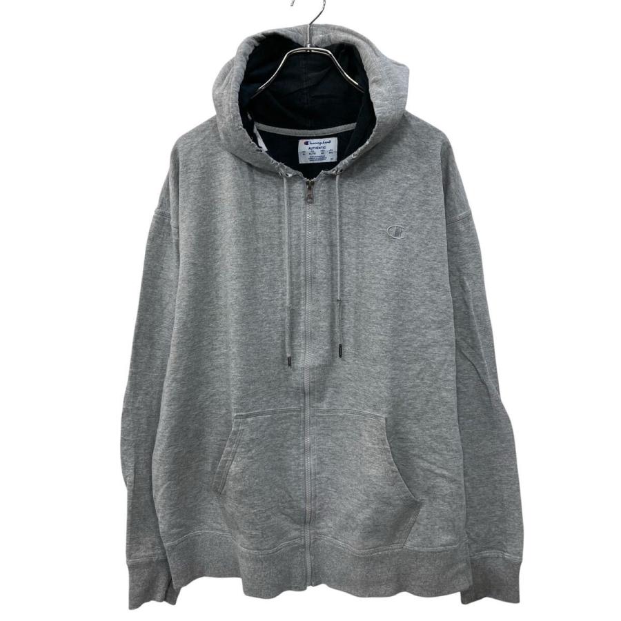 Champion ジップアップ 無地 スウェット パーカー XL ライトグレー 