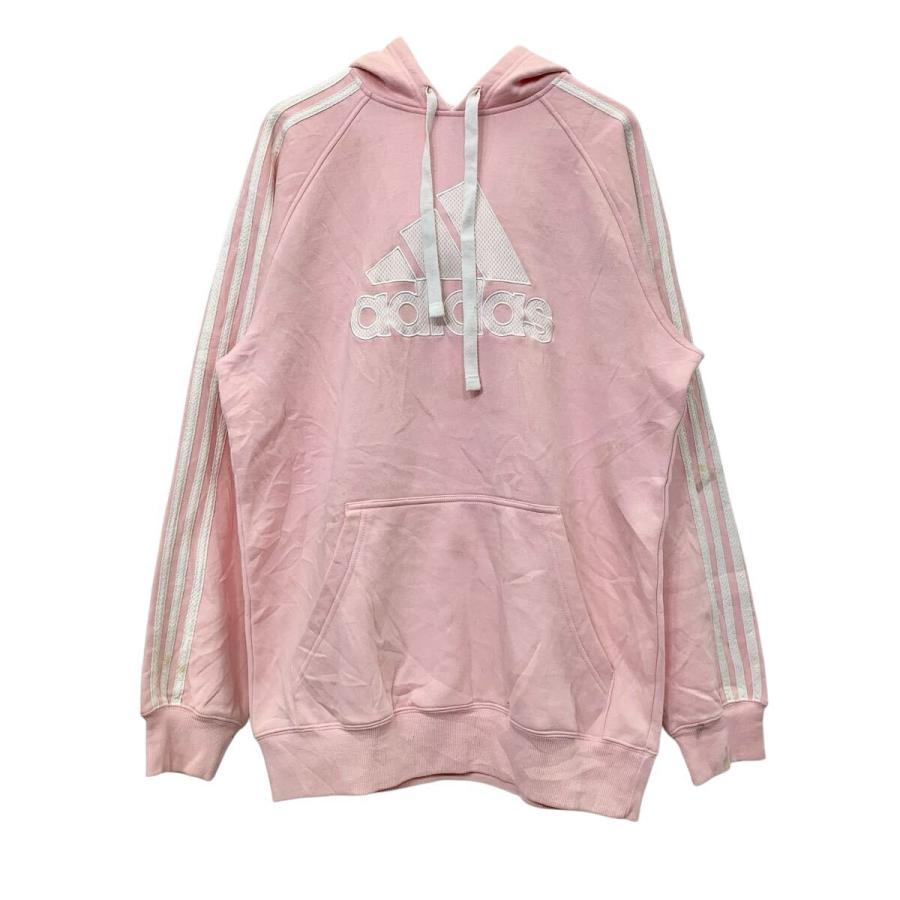 adidas ロゴスウェット パーカー O ピンク アディダス オーバーサイズ
