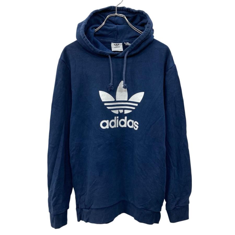 adidas プリント スウェット パーカー S ネイビー アディダス