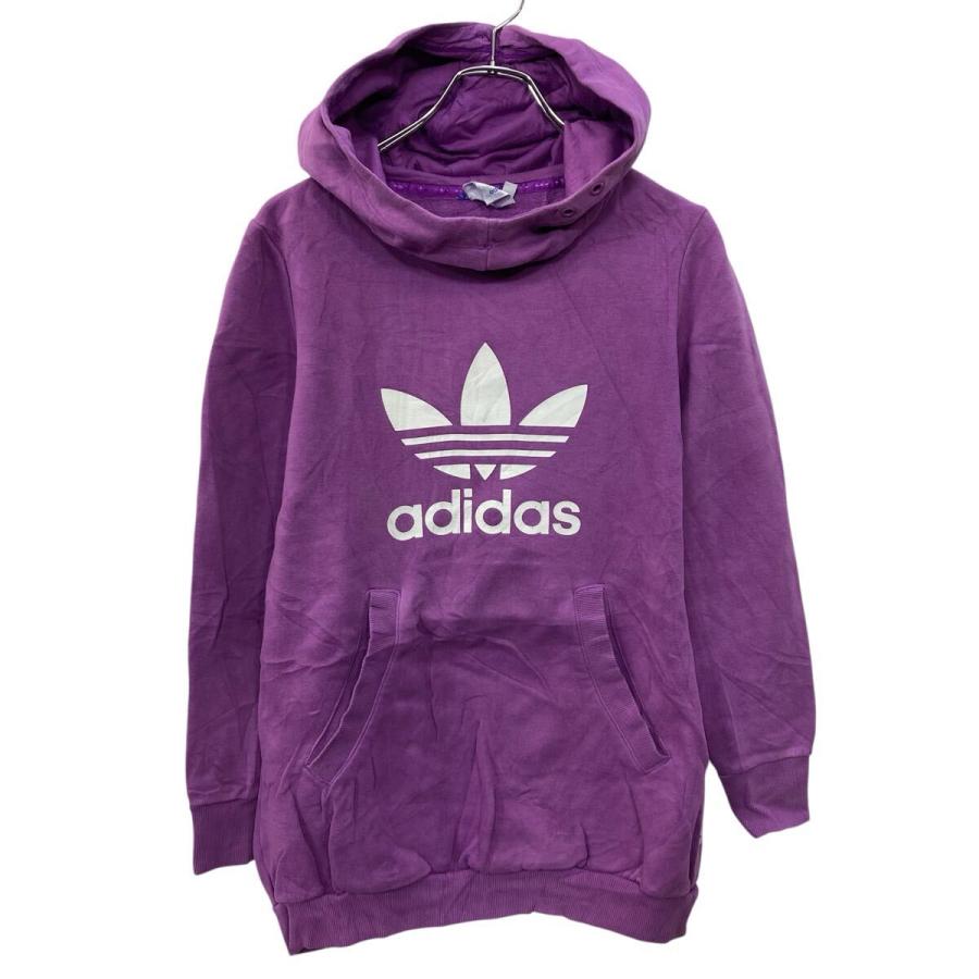 adidas レディース ロゴプリント スウェット パーカー XS パープル