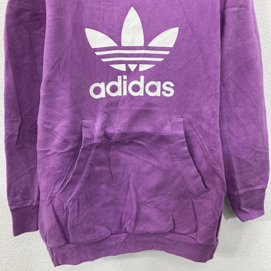 adidas レディース ロゴプリント スウェット パーカー XS パープル