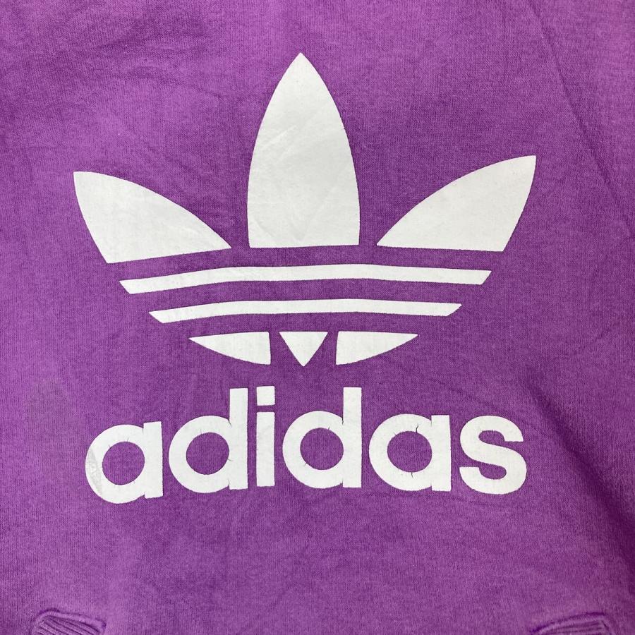 adidas レディース ロゴプリント スウェット パーカー XS パープル