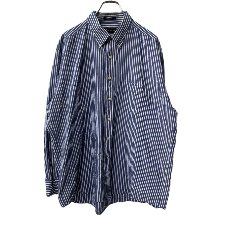 CHAPS 長袖 ストライプシャツ XL ブルー ホワイト チャップス ボタン