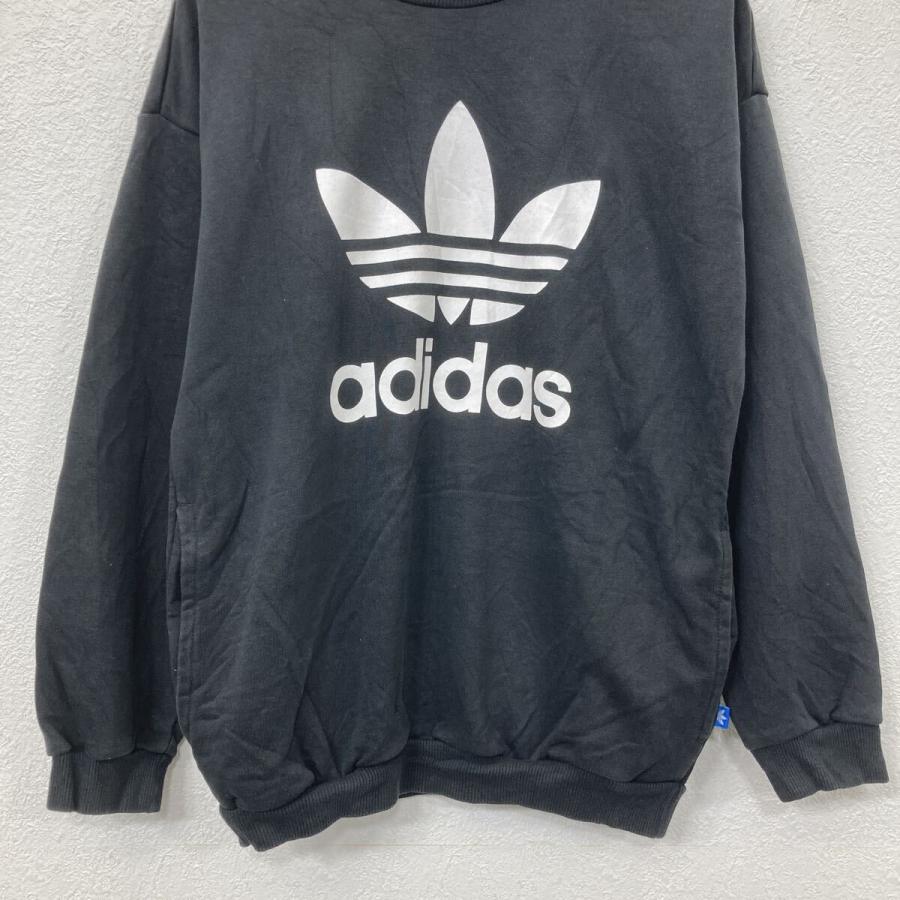 adidas プリントスウェット トレーナー S ブラック ホワイト