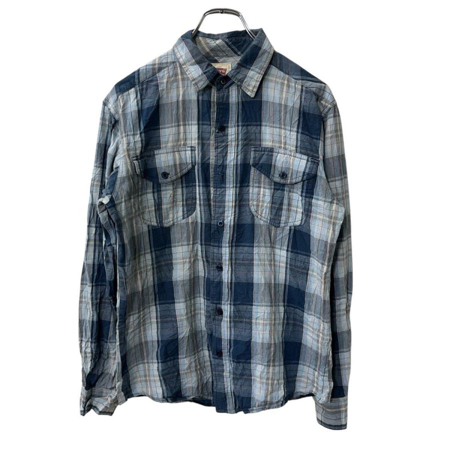 Levi's 長袖 チェックシャツ S ブルー系 リーバイス チェック柄 格子柄
