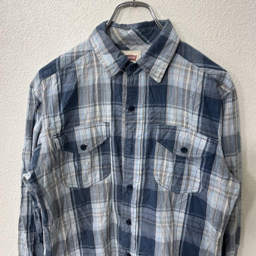 Levi's 長袖 チェックシャツ S ブルー系 リーバイス チェック柄 格子柄