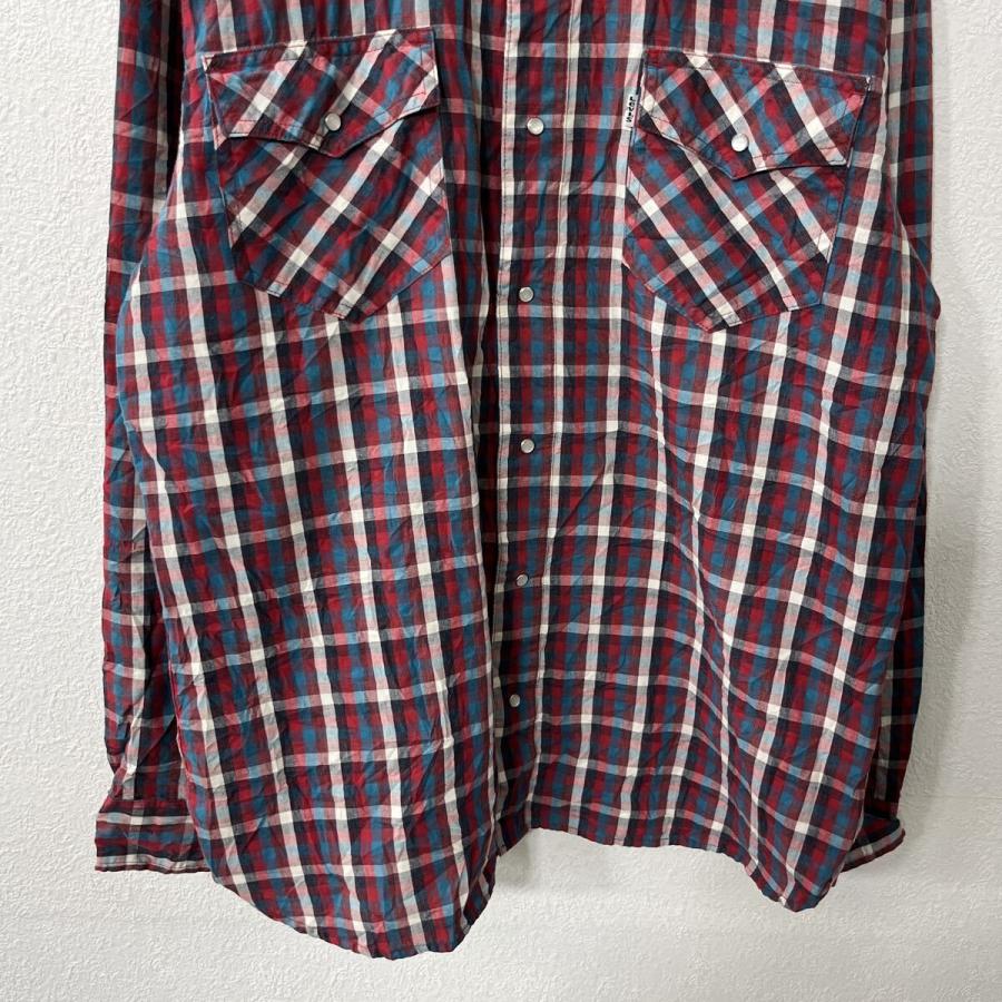 Levi's 長袖 チェックシャツ L レッド リーバイス スナップボタン