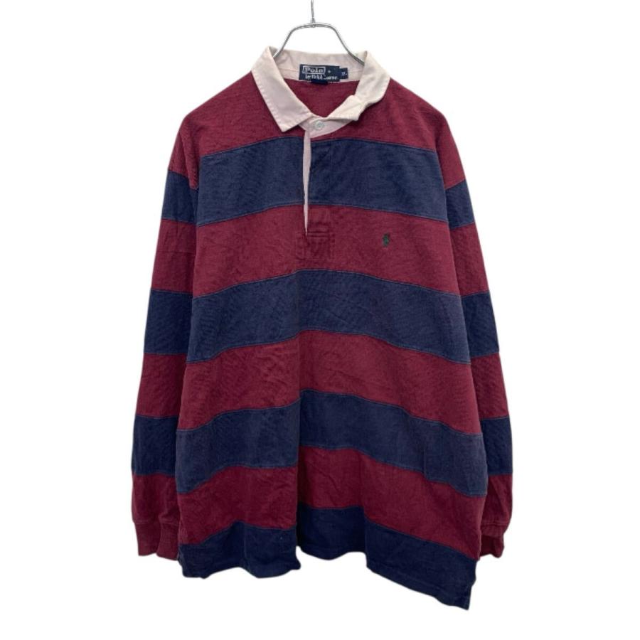 POLO RALPH LAUREN 長袖 ポロシャツ XL エンジ ネイビー ポロラルフ