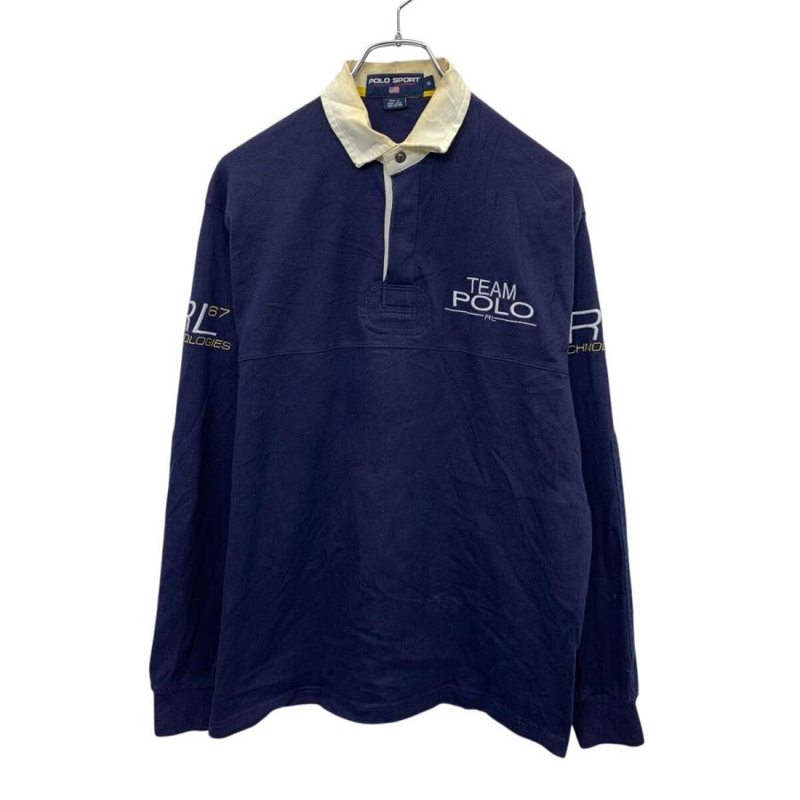 POLO SPORT 長袖 ポロシャツ S ネイビー ポロスポーツ スナップボタン
