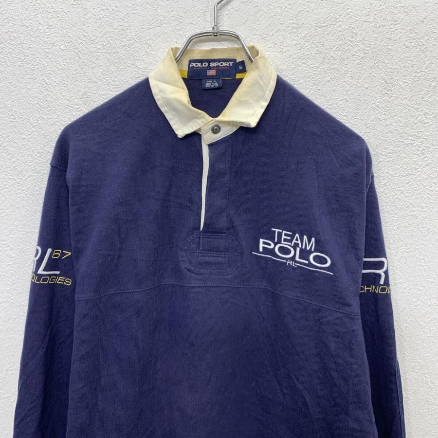 POLO SPORT 長袖 ポロシャツ S ネイビー ポロスポーツ スナップボタン