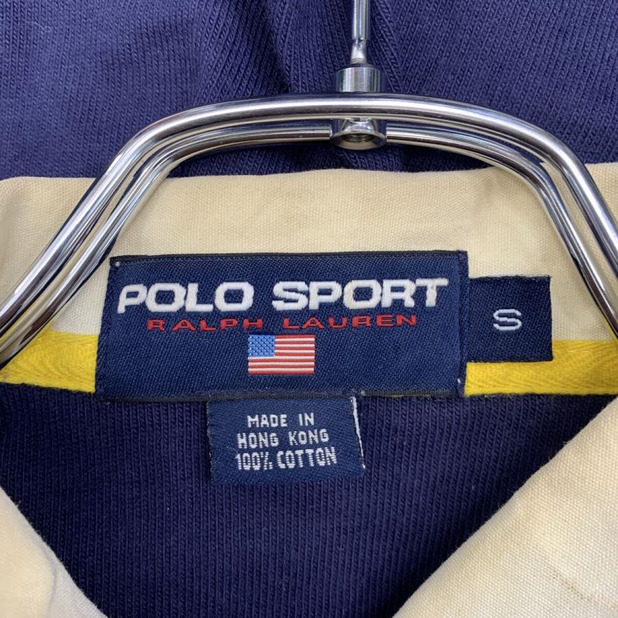 POLO SPORT 長袖 ポロシャツ S ネイビー ポロスポーツ スナップボタン