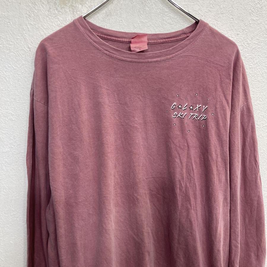 グレー 長袖Tシャツ ピンクプリント Authentic Pigment 長袖 プリントTシャツ L スモーキーピンク