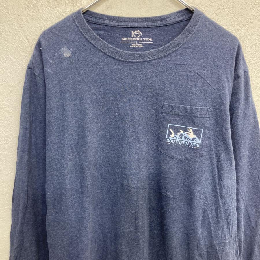 SOUTHERN TIDE 長袖 プリントTシャツ L ネイビー サザンタイド ビッグ