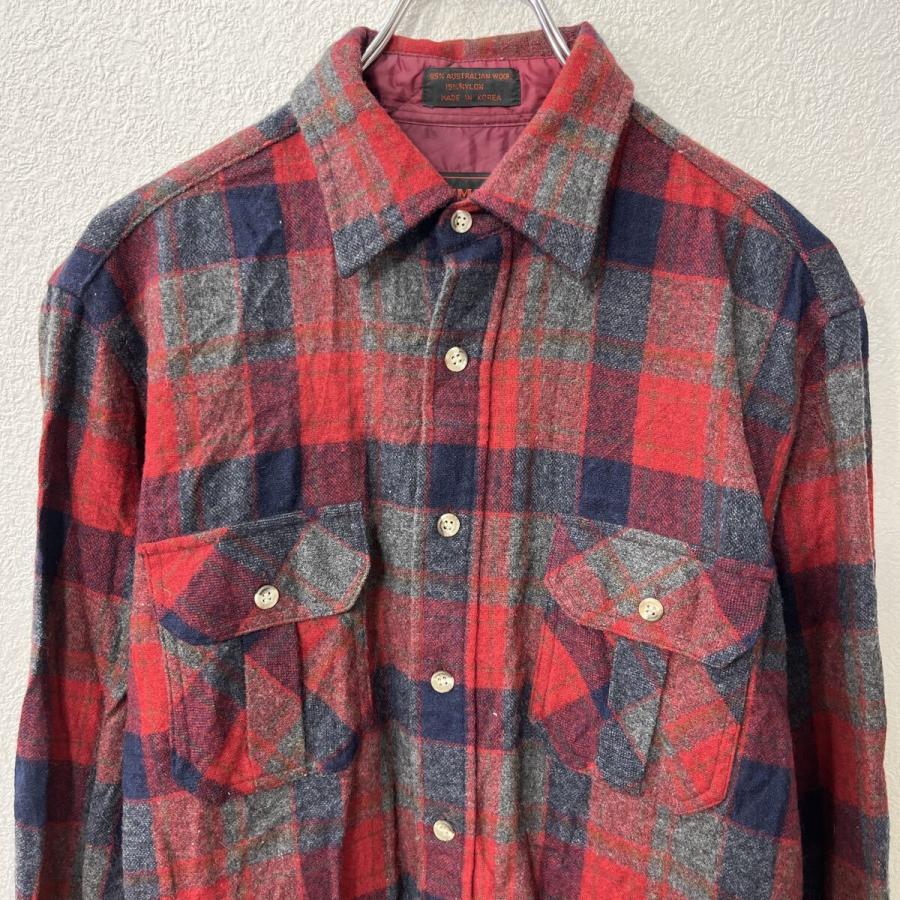 OSHMAN'S 長袖 ネルシャツ M レッド オッシュマンズ チェック柄 格子柄