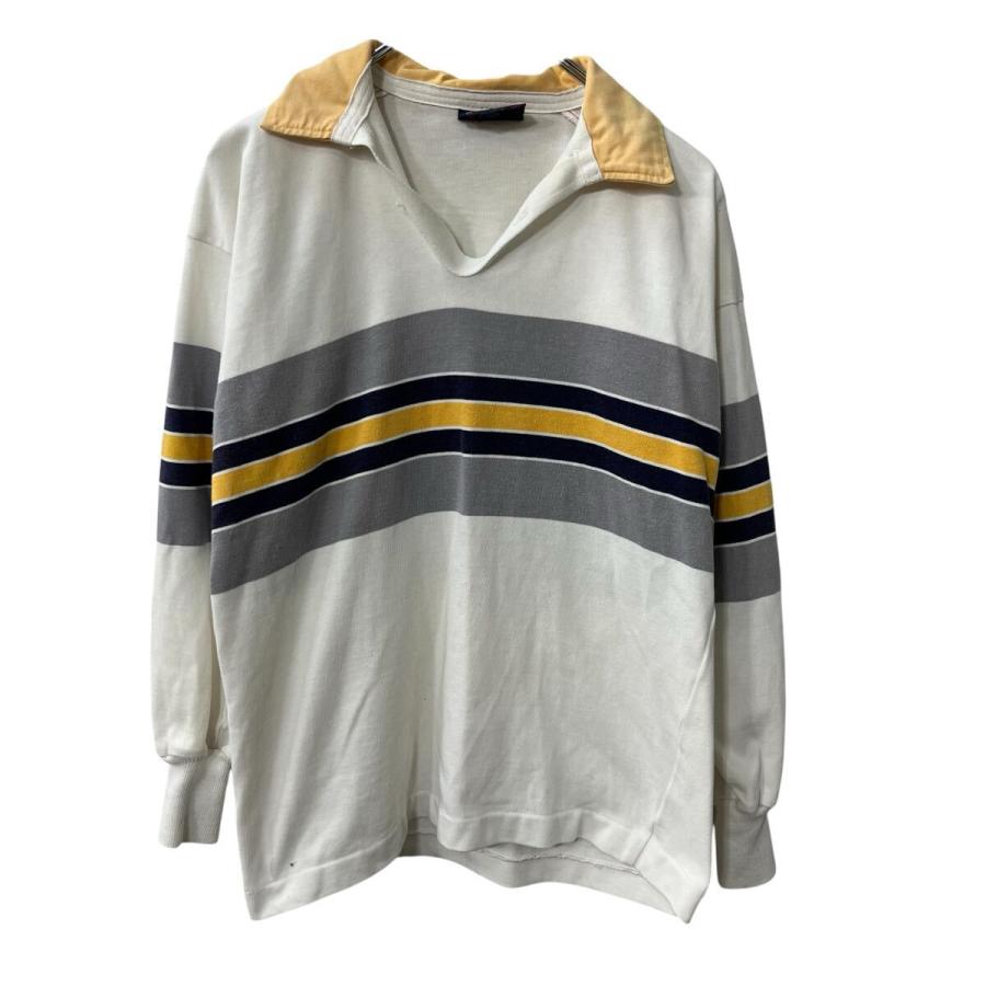 CANTERBURY 長袖 ボーダーポロシャツ L ホワイト カンタベリー プル 