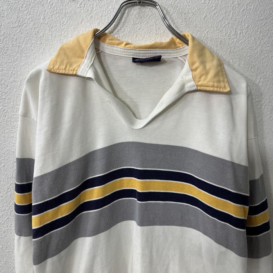 CANTERBURY 長袖 ボーダーポロシャツ L ホワイト カンタベリー プル 
