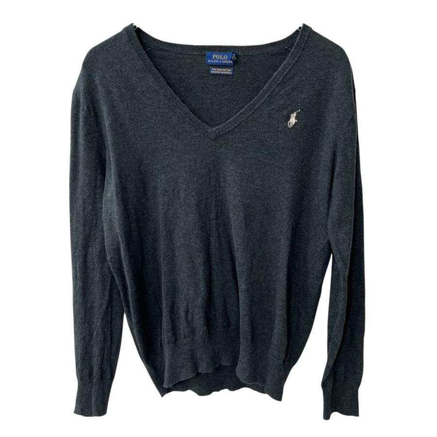 POLO RALPH LAUREN コットンニット セーター S ダークグレー ポロ 