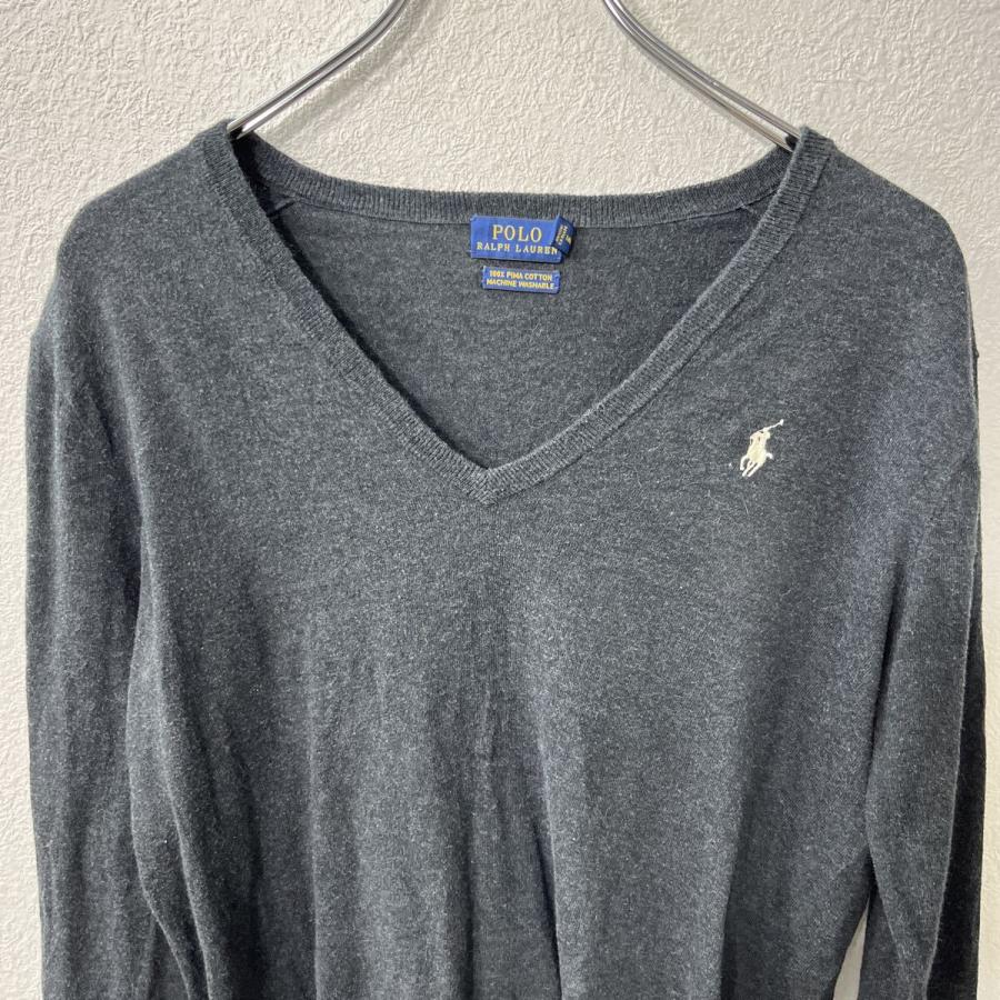 POLO RALPH LAUREN コットンニット セーター S ダークグレー ポロ 