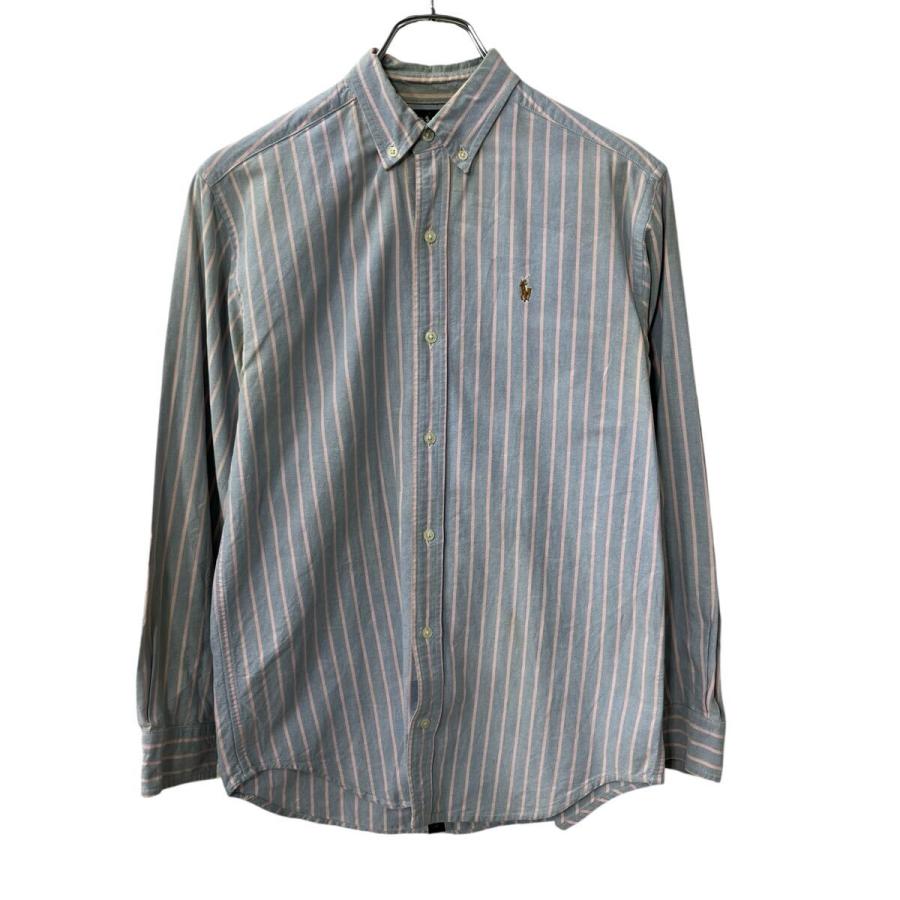 新品タグ付❤︎Ralph Lauren ボタンダウン 長袖ストライプシャツ Ｌ POLO RALPH LAUREN 長袖 ストライプシャツ L ライトブルー ポロラルフ