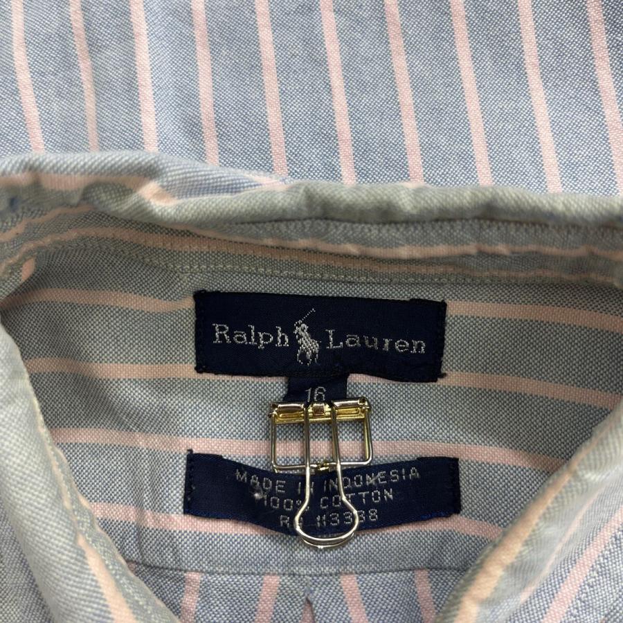 POLO RALPH LAUREN 長袖 ストライプシャツ L ライトブルー ポロラルフ