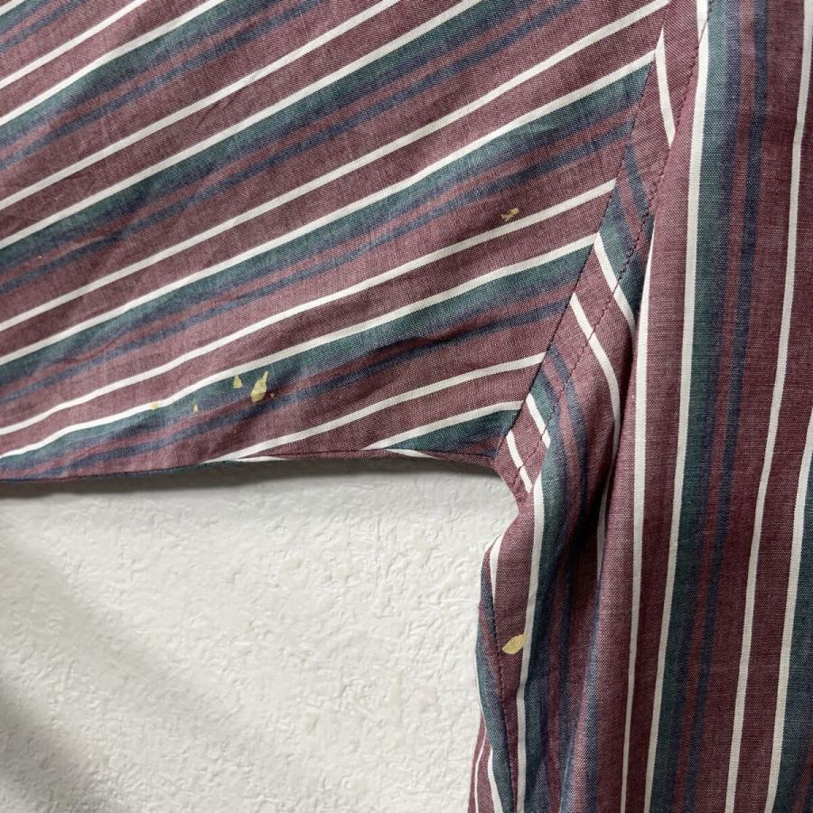 TOWNCRAFT 長袖 ストライプシャツ M レッド系 タウンクラフト ボタン