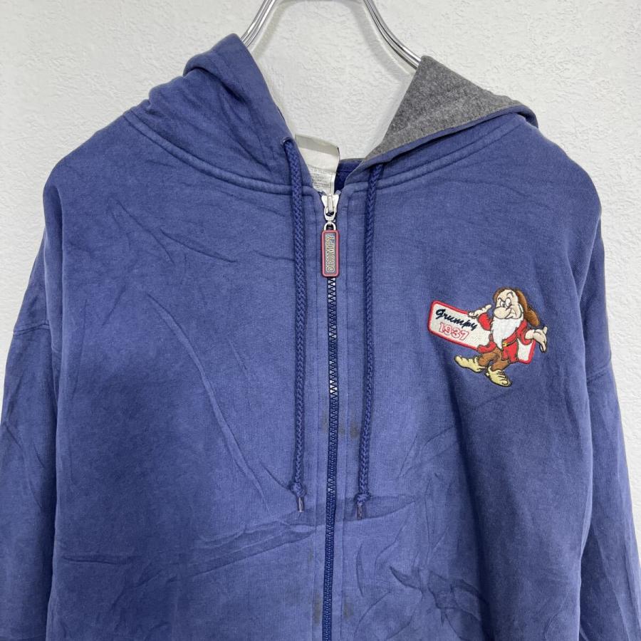 Disney GRUMPY ロゴスウェット パーカー L ネイビー ディズニー