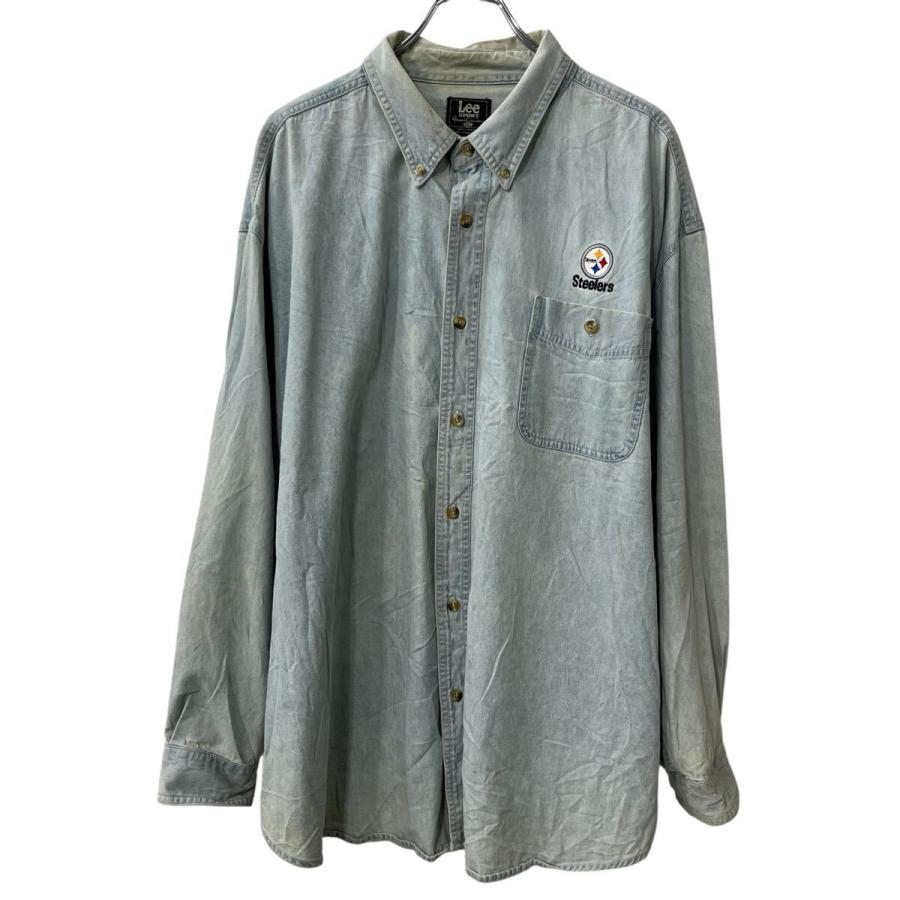 Lee 長袖 デニムシャツ 2XL ライトブルー リー 胸ポケットワンポイント