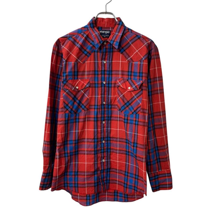 Wrangler 長袖 チェックシャツ M レッド ブルー ラングラー チェック柄