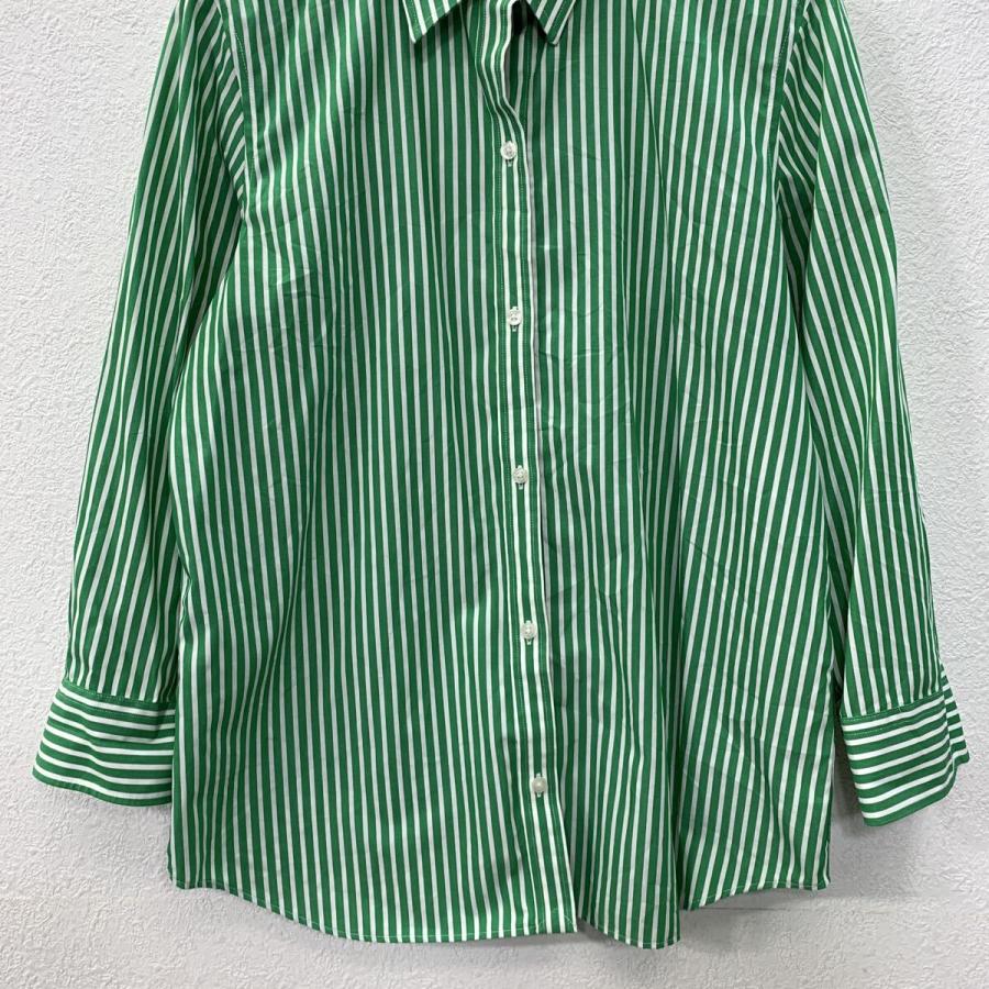 CHAPS 長袖 ストライプシャツ L レディース グリーン ホワイト