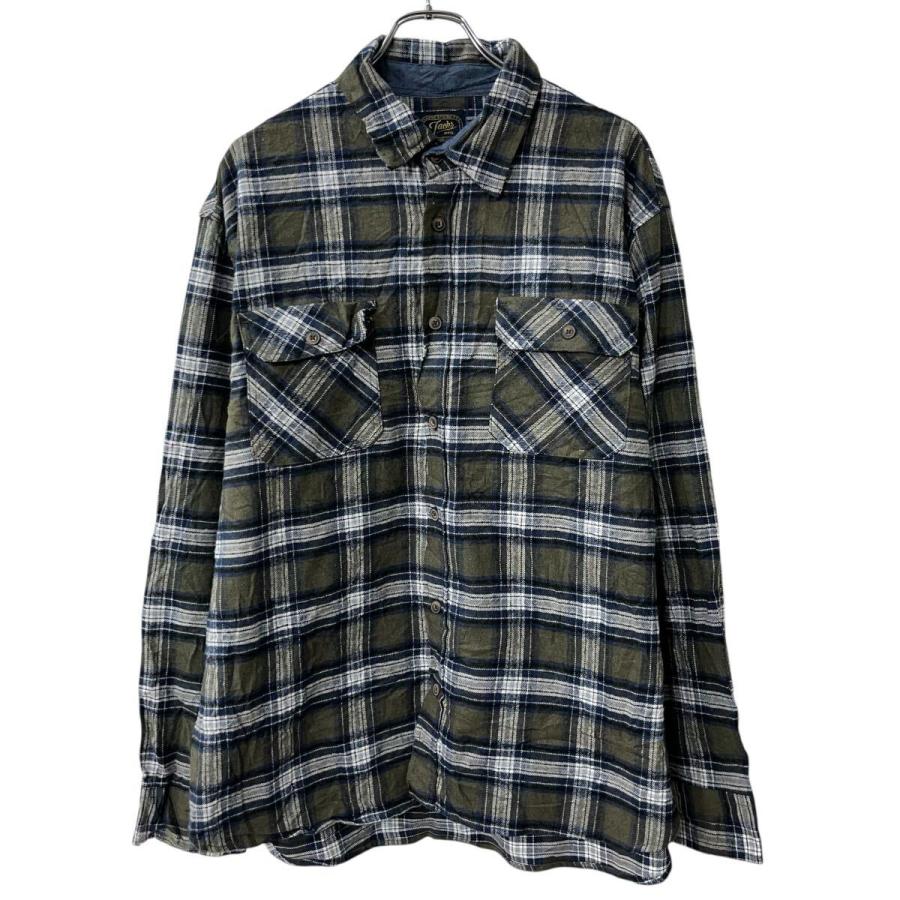 Jachs 長袖 ネルシャツ 2XL カーキ マルチカラー チェック柄 胸