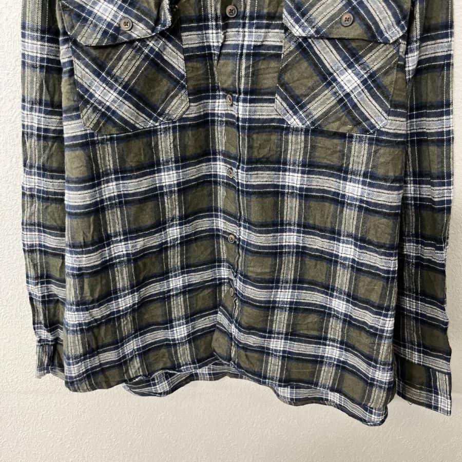 Jachs 長袖 ネルシャツ 2XL カーキ マルチカラー チェック柄 胸