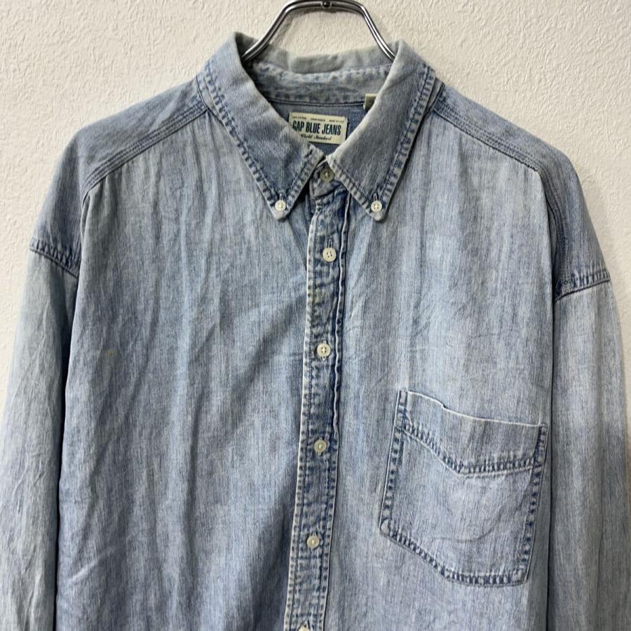 GAP BLUE JEANS 長袖 デニムシャツ XL ライトブルー ギャップ 無地 ボタンダウン 胸ポケット 長袖シャツ トップス 春物  a710-7068 GAP キャップ ボタンダウンデニムシャツ Lサイズ ライトインディゴブルー
