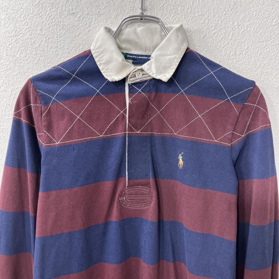 RALPH LAUREN SPORT 長袖 ボーダーポロシャツ M ブラウン ネイビー
