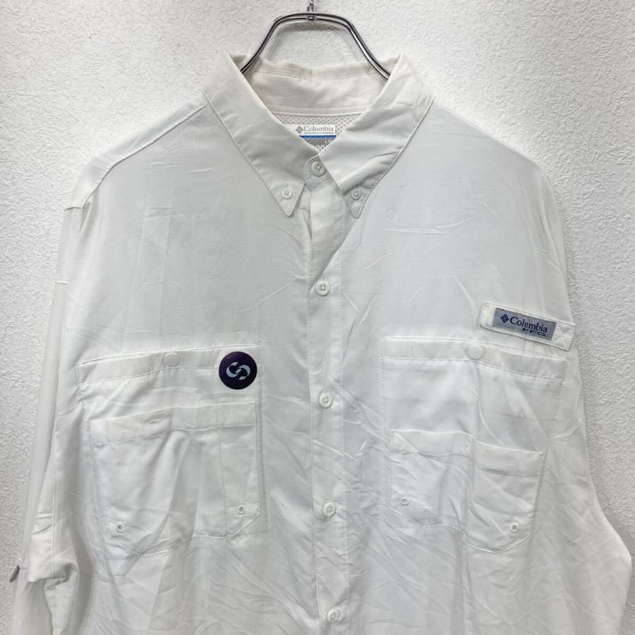 Columbia 長袖 無地シャツ L ホワイト コロンビア PFG OMNI-SHADE 