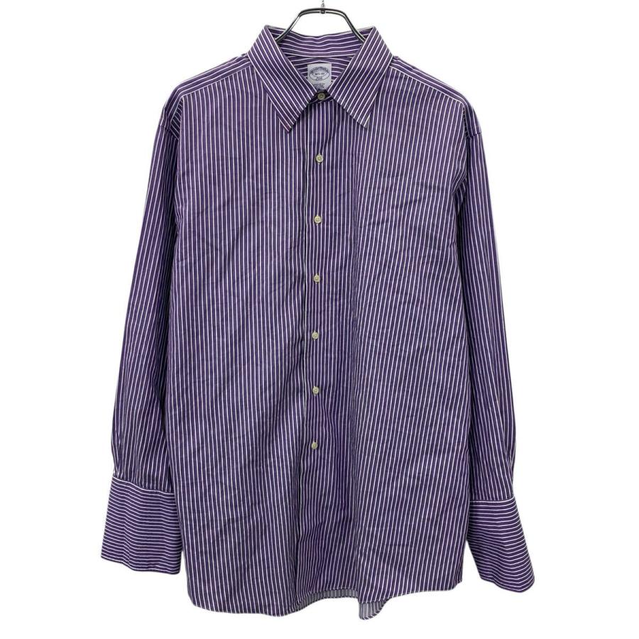 ブルックスブラザーズ　USA製　マルチカラー　ストライプシャツ　15 1/2 BROOKS BROTHERS 長袖 ストライプシャツ L マルチカラー パープル系