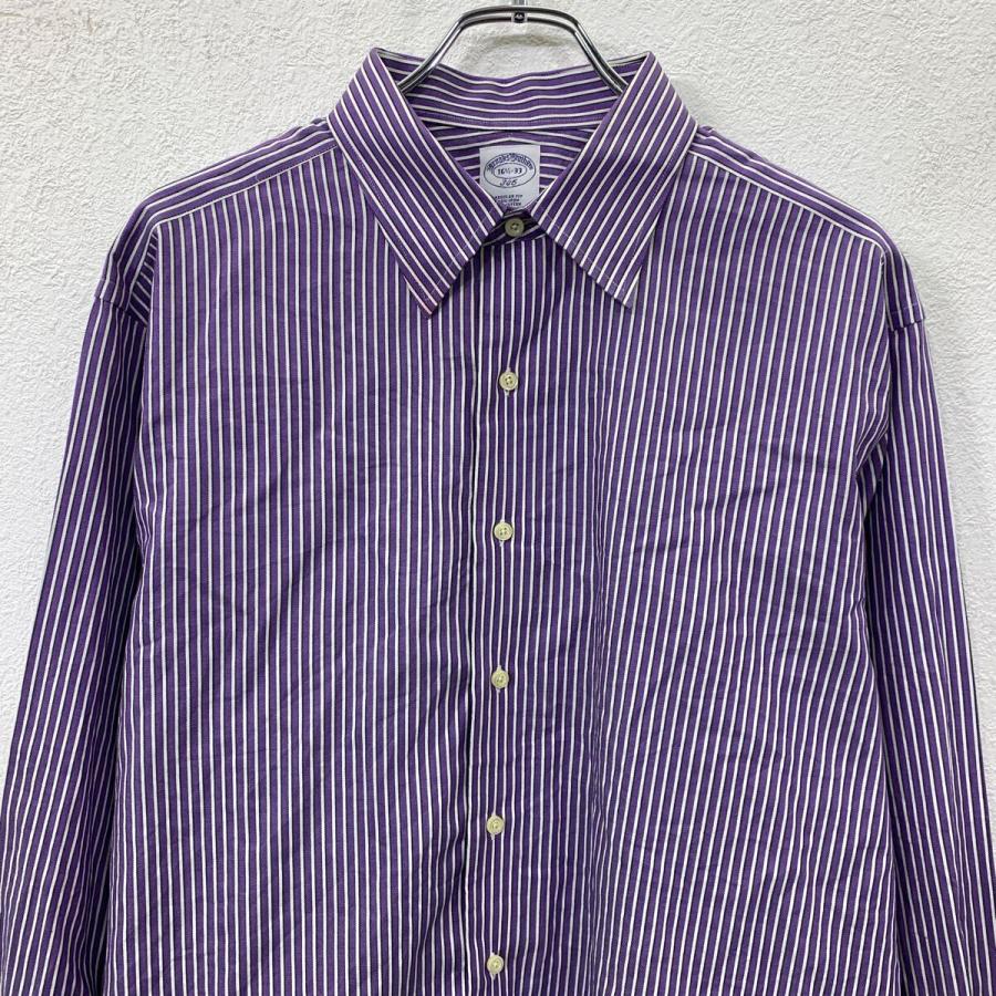BROOKS BROTHERS 長袖 ストライプシャツ L マルチカラー パープル系