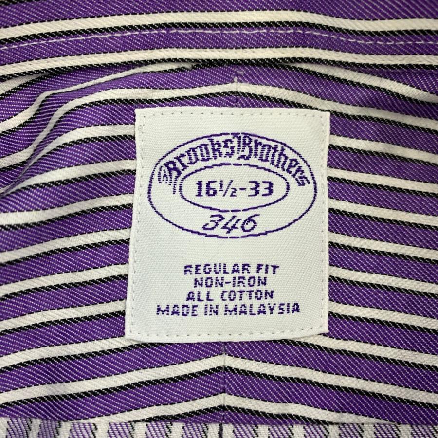 BROOKS BROTHERS 長袖 ストライプシャツ L マルチカラー パープル系