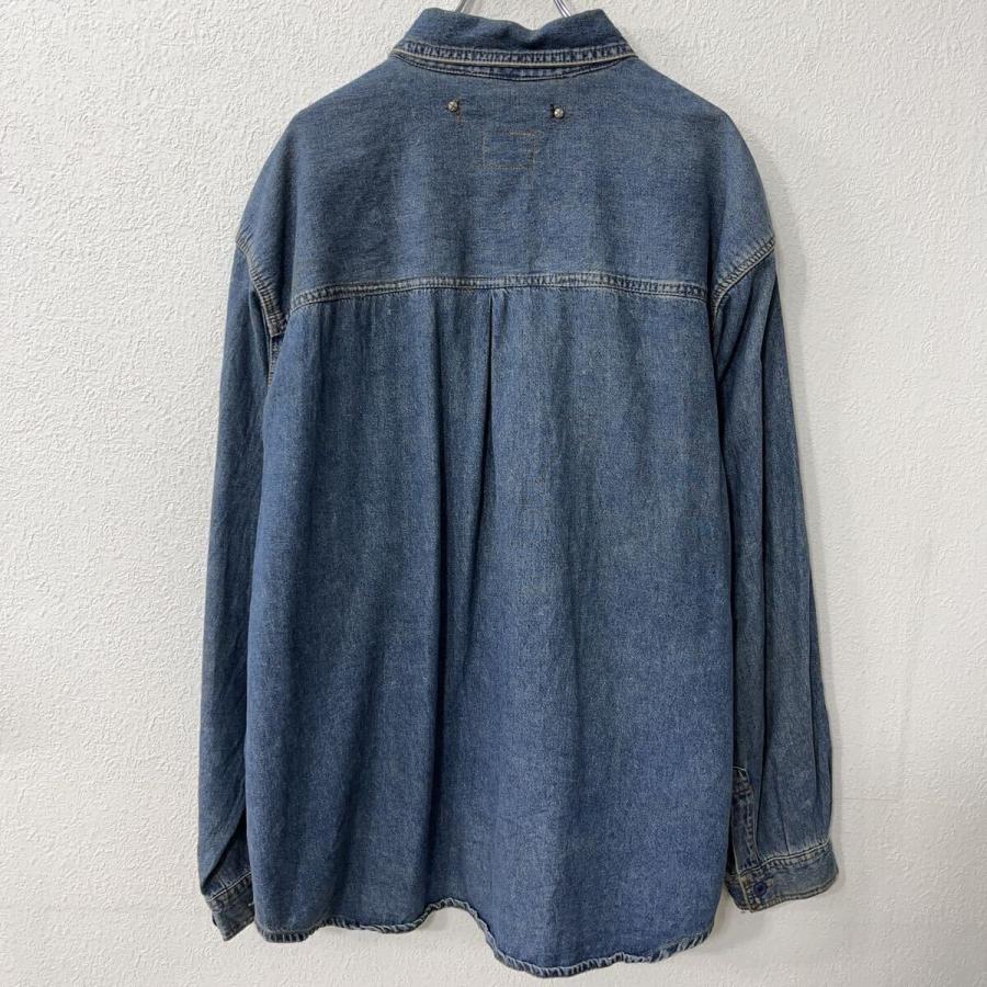 Splitt 長袖 デニムシャツ 2XL インディゴブルー 無地 シンプル 胸