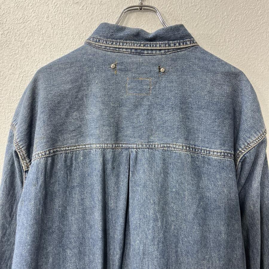 Splitt 長袖 デニムシャツ 2XL インディゴブルー 無地 シンプル 胸