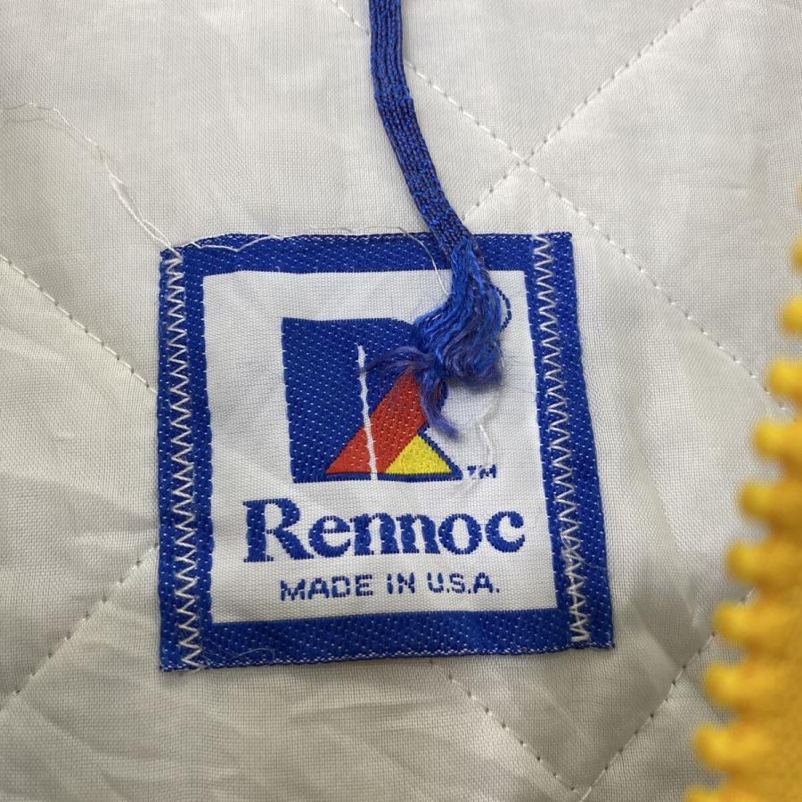 Rennoc ナイロンスタジャン 青 馬プリント USA製 古着 80s M USA製 80〜90's Rennoc ナイロンジャケット XL ネイビー イエロー 切替