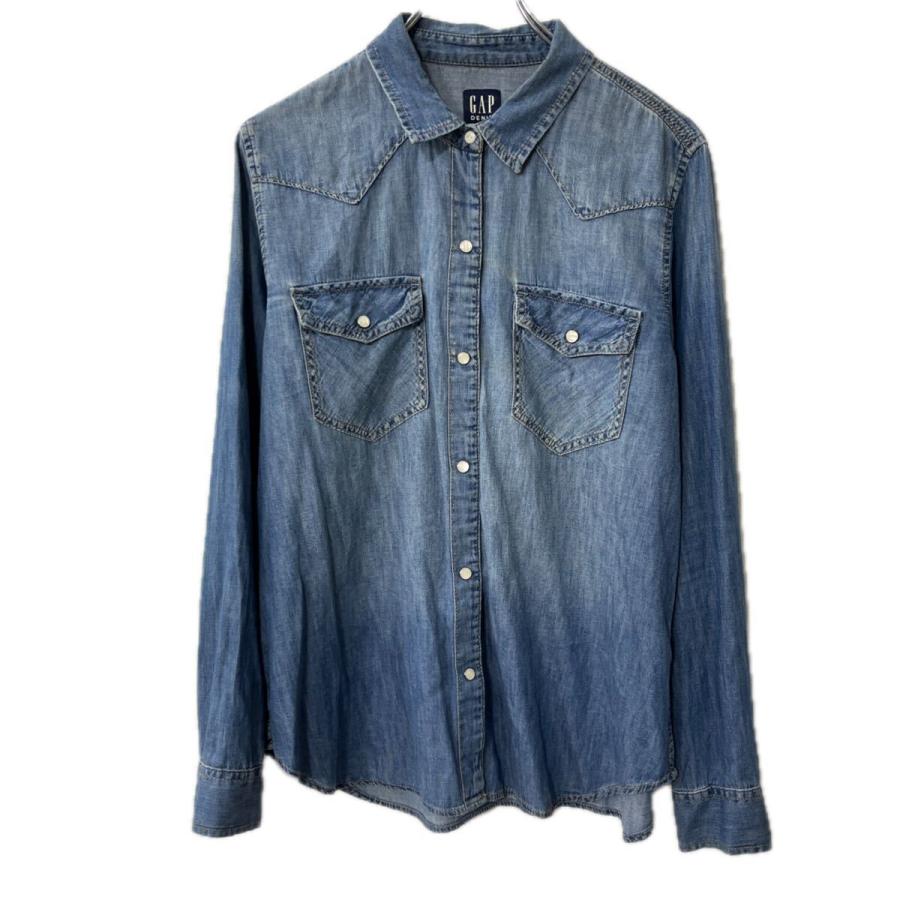 ☘R559☘GAP ポケット ロングデニムシャツ  L GAP 長袖 デニムシャツ L インディゴブルー ギャップ ウエスタンシャツ