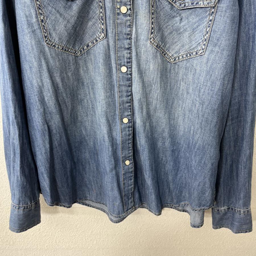 GAP 長袖 デニムシャツ L インディゴブルー ギャップ ウエスタンシャツ