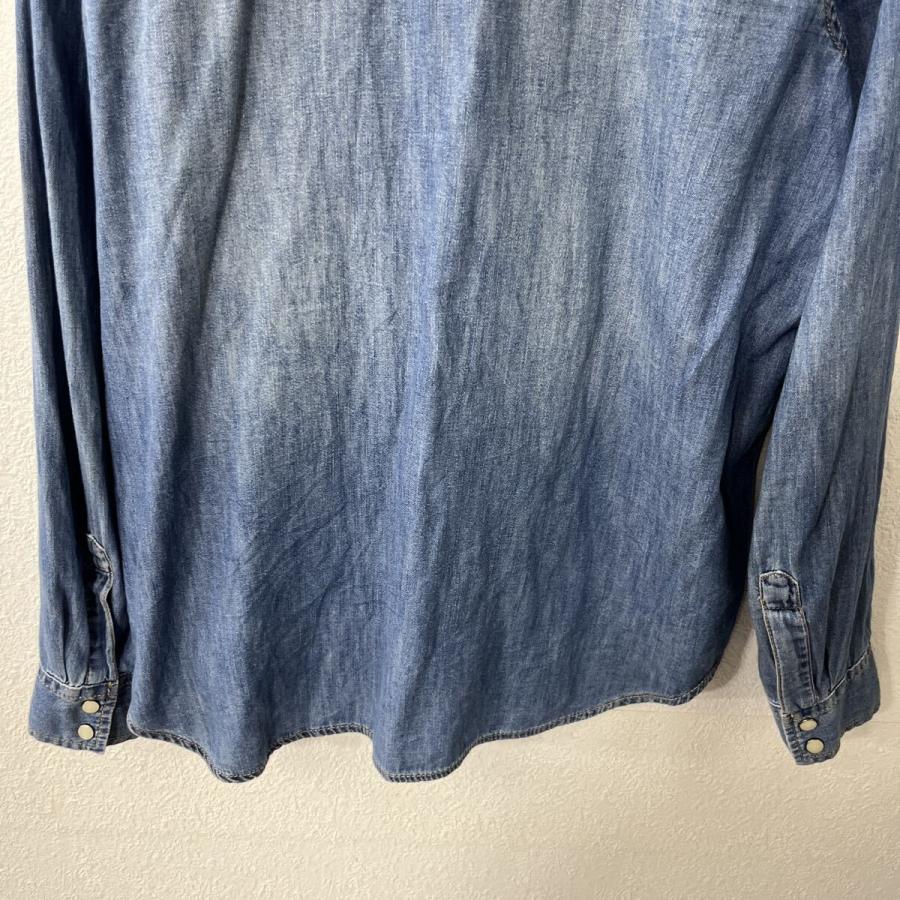 GAP 長袖 デニムシャツ L インディゴブルー ギャップ ウエスタンシャツ