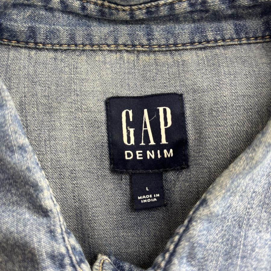 ☘R559☘GAP ポケット ロングデニムシャツ  L GAP 長袖 デニムシャツ L インディゴブルー ギャップ ウエスタンシャツ